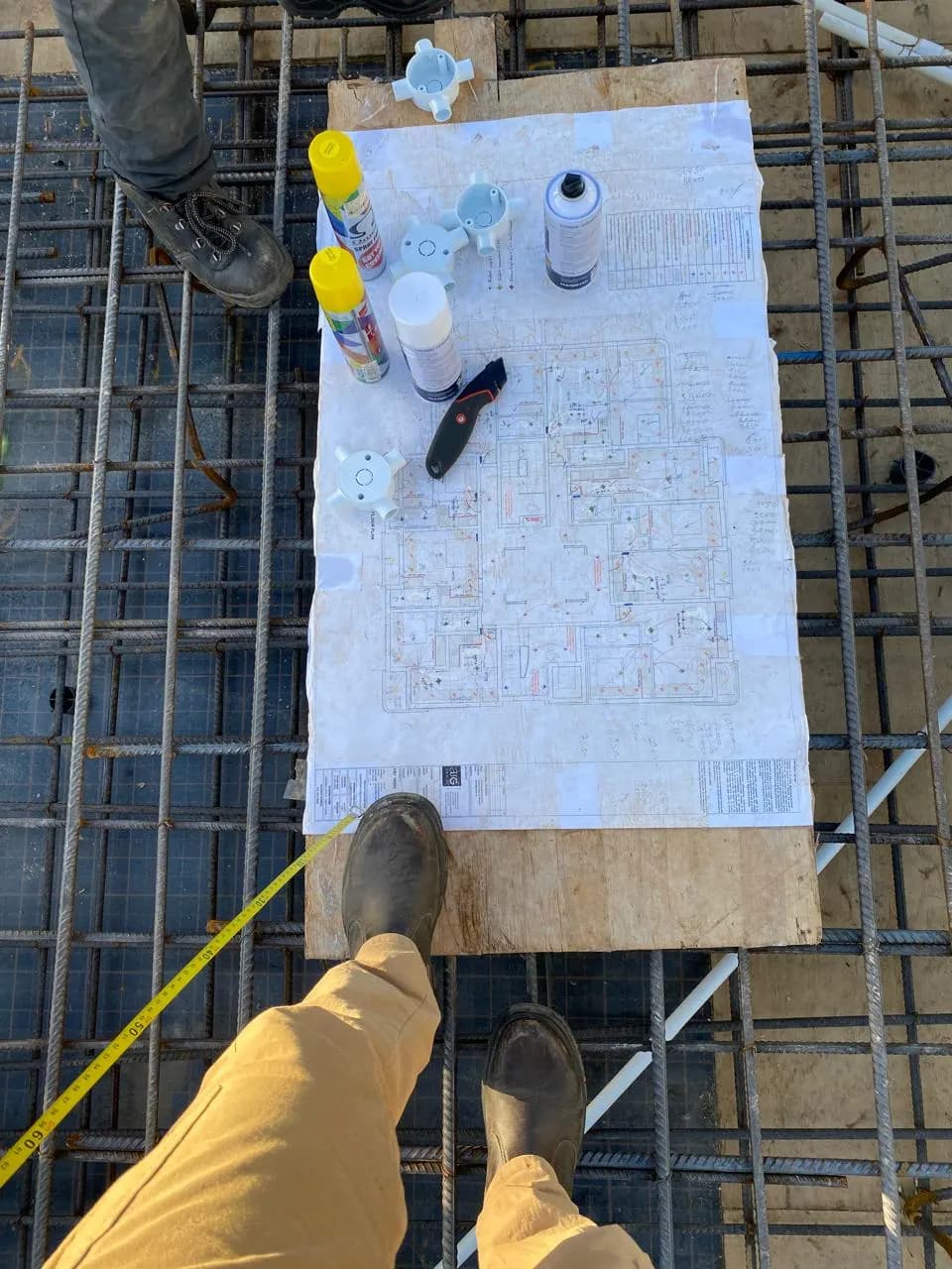 Electrical drawings and marking tools on reinforcing steel